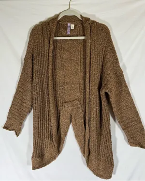 Alya Cozy soft Open-Front Cardigan in Brown/pink thumbnail 1