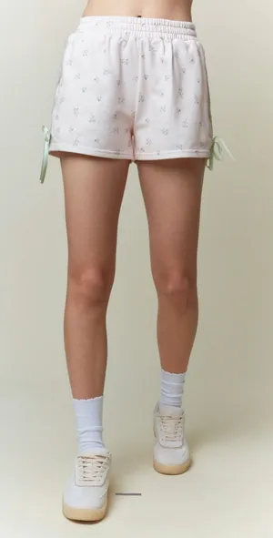 Soft Cotton Lounge Shorts with Mint Lace Trim NEW M thumbnail 1