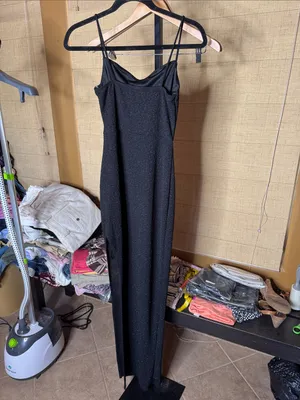 Windsor Lola Formal High Slit Glitzy Glitter Dress Black Size Medium thumbnail 7