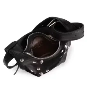 Zadig & Voltaire Black Leather Le Cecilia Patchwork Silver Studded Shoulder Bag thumbnail 3