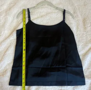 New Black Satin Minimalist Cami Sleeveless Business Casual Tank Top Size Small thumbnail 5