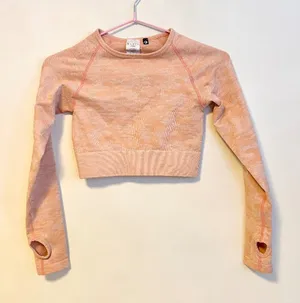 AYBL High Neck Long Sleeve Active Wear Workout Crop Top Light Orange Womens XS thumbnail 1