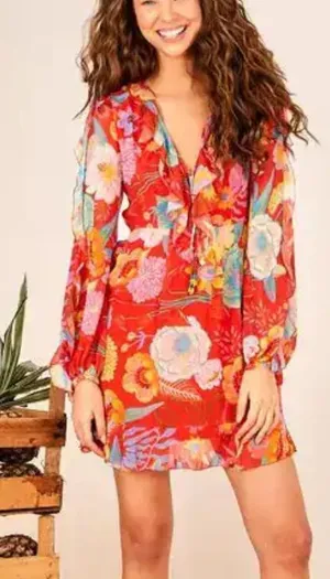 Farm Rio Hudson Floral Mini Dress Women’s S thumbnail 1