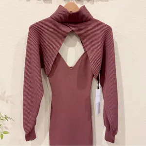 ASTR Jodie Mauve Two Piece Cutout Ribbed Knit Midi Sweater Dress Small NWT thumbnail 5