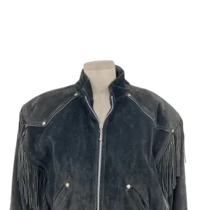 Harley-Davidson Black‎ Suede Fringe Moto Jacket Size Large thumbnail 3