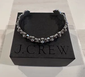 j.crew silver tone geometric floral cuff bracelet thumbnail 1