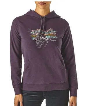 Patagonia Women's Plum Pullover Hoodie with Mountain Graphic organic cotton thumbnail 1