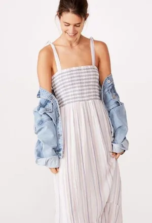 - 2/$30 Cotton On woven Shaw shirted midi dress M smocked dress new thumbnail 7