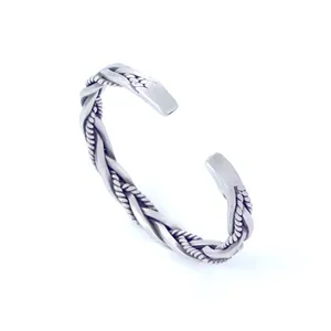 NEW Solid Unisex Braided 925‎ Sterling Silver Cuff Bracelet thumbnail 8