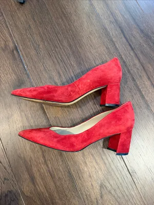 Marc Fisher Zala Block Heel Pump Red Suede Dress Heels - Size 7.5 - C61-100 thumbnail 4