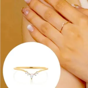 NEW Beautiful Chevron Opal Ring,‎ Pretty Pearl Ring, Size 6 thumbnail 8