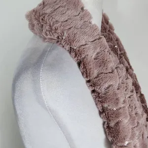 Purple and Silver Sequin Faux Fur Infinity Scarf One Size thumbnail 4