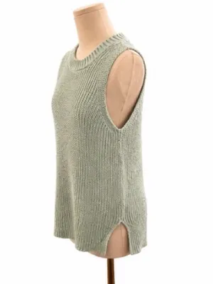 Madewell Sage Green Chunky Knit Sweater Tank Sleeveless Cotton Blend Women’s thumbnail 3