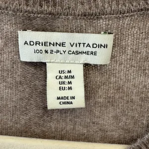 Adrienne Vittadini 100% 2-Ply Cashmere Crew Neck‎ Sweater Brown Taupe Medium thumbnail 4