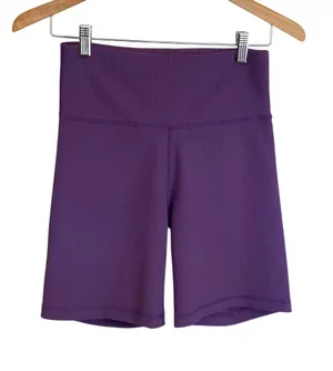 Aritzia TnAction Ribbed High-Rise 7" Biker Shorts in Breezy Purple Size Medium thumbnail 1