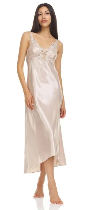 FLORA by Flora Nikrooz Women's Stella gown almond slip dress, size M thumbnail 1