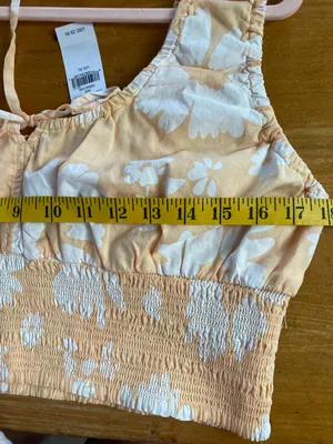 American Eagle Outfitters Orange Floral Smocked Crop Tank thumbnail 6