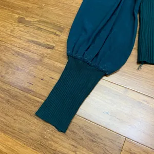 Almost Famous Knit Top Mock Neck Long Sleeve Blouson Sleeve Green‎ Size Medium thumbnail 3