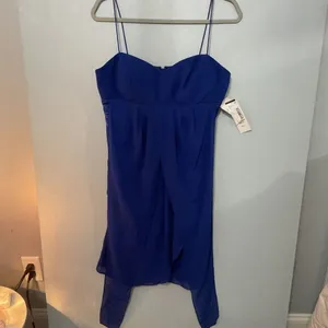 S.L. Fashions Womens Cocktail Dress Royal Blue Ruched Satin Back Size 10 thumbnail 2