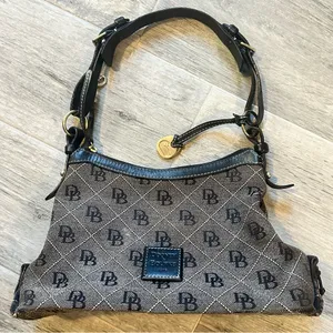 Dooney Bourke Canvas Monogram Y2K Gray / Black Shoulder Bag thumbnail 1