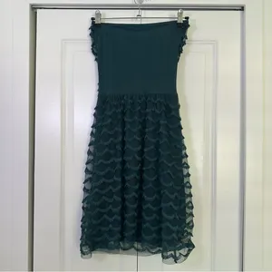 Intimissimi Teal Scalloped Strapless Sheath Dress Size S thumbnail 2