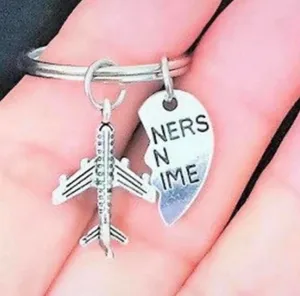 Brand New Set of 2 Partners in Crime Keychain, Airplane Keychains, Best Friend thumbnail 3