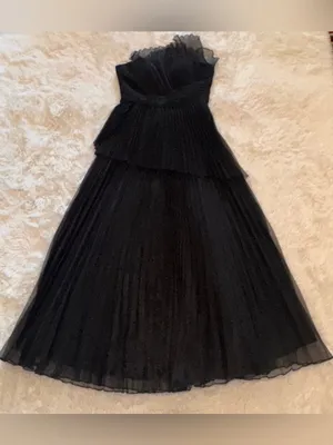 NEW Betsy & Adam Pleated Square Neck black Ball Gown Sz 4 thumbnail 10
