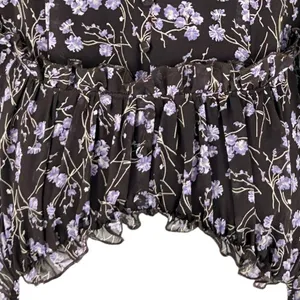 143 Story By Line Up Sz M Floral Maxi Brown Lavendor Front Slit Dress thumbnail 9