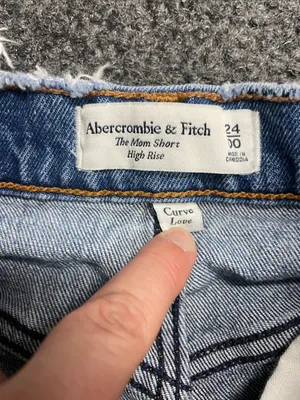 Abercrombie & Fitch Curve Love High Rise Mom Shorts Denim Jean Raw Hem Womens 24 thumbnail 2