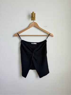Abercrombie & Fitch Black Ribbed Knit Twist Front Strapless Top XS thumbnail 5
