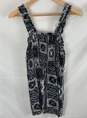 4/$25 NWT BP. Smocked Bodice Romper In Black Bandanamix Size large thumbnail 2