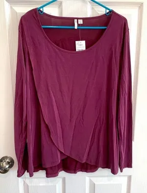 NWT Cato‎ burgundy long sleeve athleisure top 14/16 thumbnail 1