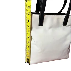 Coach Tote Bag Womens Medium White Canvas Black Leather Shoulder Purse L3J-7441 thumbnail 8
