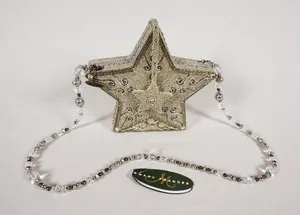 RARE Mary Frances Super Star Silver Gold Beaded Holiday Purse Handbag NEW!! thumbnail 1