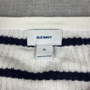 Old Navy Sweater Womens XL White‎ Striped Lace-Up Pullover Open-Knit Relaxed thumbnail 5