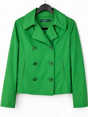 Lauren Ralph Lauren Jacket 8 Green Double Breasted Cropped Lightweight thumbnail 2