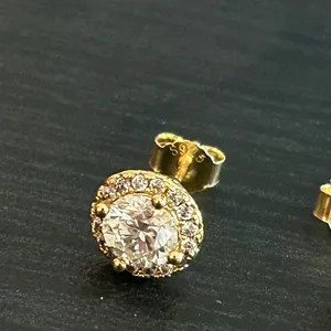 Womens Moissanite Gold Halo Stud Earrings 6mm GRA VVS1 thumbnail 7