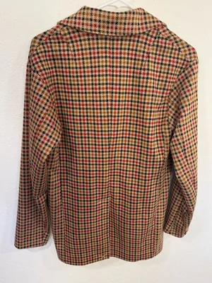 Avec Les Filles Longline Plaid Houndstooth Blazer Tan Red Black Size S thumbnail 7