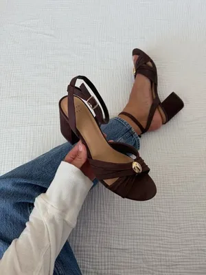 A New Day Size 8 Brown Bibi Strappy Peep Toe Heels thumbnail 5