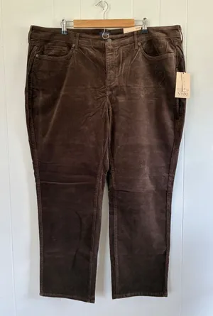 NWT NYDJ Marilyn Straight Corduroy Pants Coffee Bean Brown 22WP thumbnail 1
