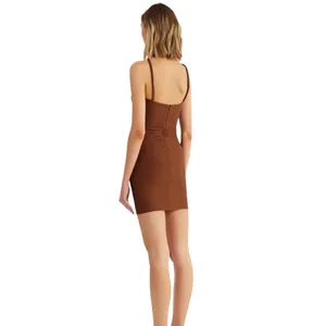 Rumer Penelope Mini Dress Small NWT Brown Ribbed Bodycon REVOLVE thumbnail 2