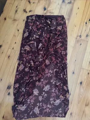 Free People Maroon Floral Maxi Skirt thumbnail 2