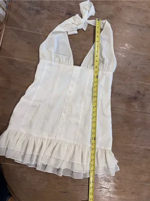 NWT Peppermayo Cream Halter Mini Dress with Ruffle Hem, 8 thumbnail 5
