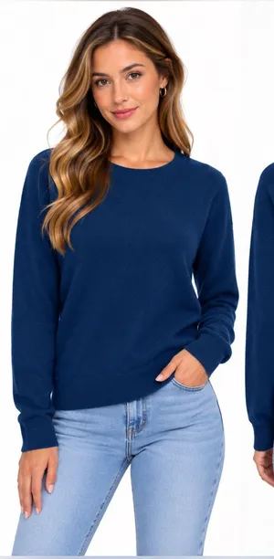 Vintage Danielle Martin 100% Cashmere Mock Neck Blue thumbnail 1