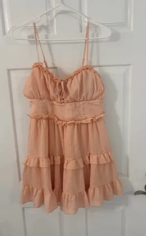 wild fable Peach Ruffle Tiered Spaghetti-Strap Dress thumbnail 1