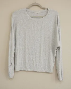 Joah Brown Long Sleeve Shirt Grey Heathered Dolman One Size Cozy Athleisure Soft thumbnail 1