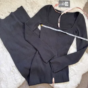 House of CB Cashmere Knit Maxi Sweater Dress S - Charcoal Grey thumbnail 3