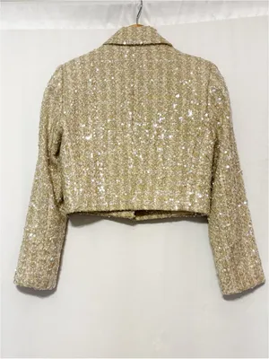 Gianni Bini Sadie Tweed Blazer Champagne Sequin Evening Wear size 4 thumbnail 4