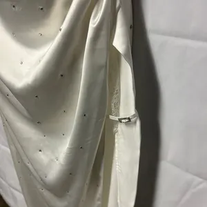 Women's Rhinestone Cream Lace Halter Maxi Dress Size Small thumbnail 14