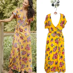 Matilda Jane Womens Alana Wrap Maxi Dress Size S Small Marigold Floral thumbnail 2